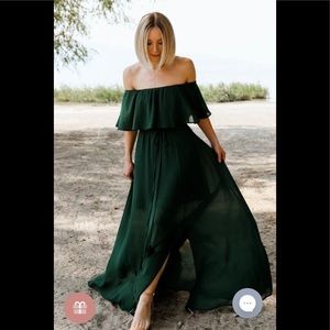 Green off shoulder maxi dress